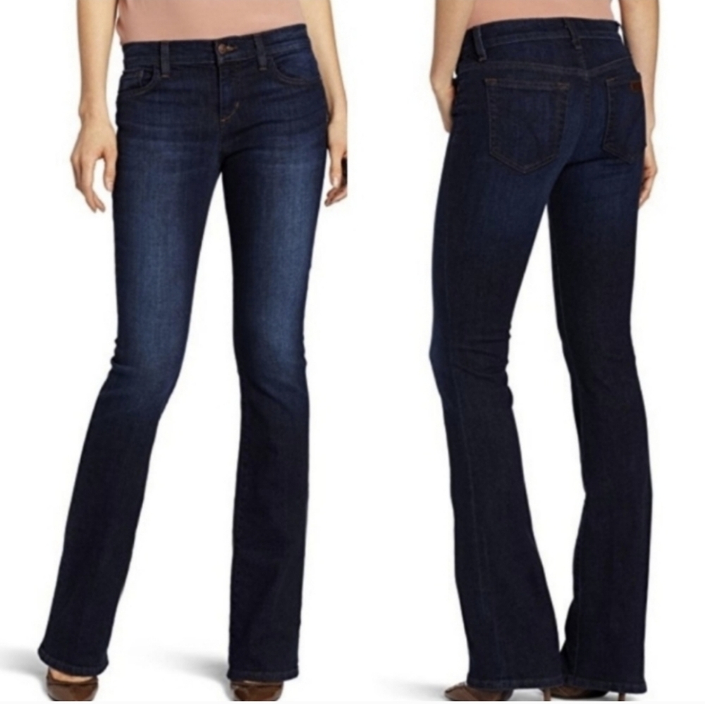JOE'S Mini Bootcut Jeans in Dark Blue Wash. Gold Topstitching. EUC
